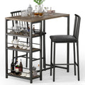 3-Piece Wooden Counter Height Dining Table Set Black E481950