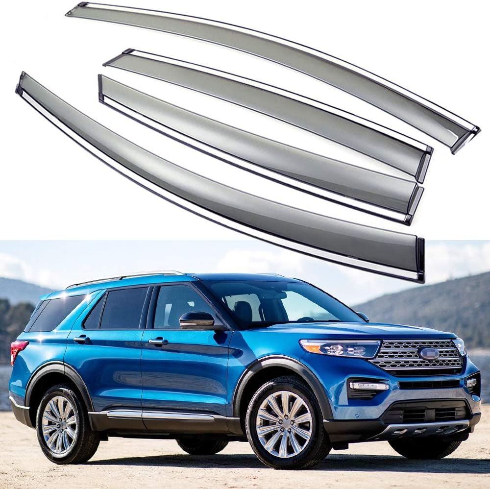 Car Window Visor Vent Shade Deflector Sun Rain Guards Pack of 2 F705