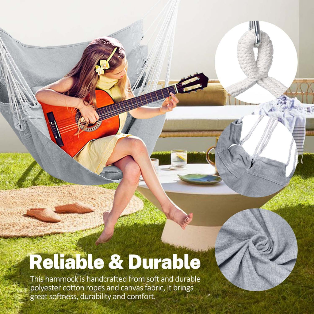 Hammock Chair with Pocket, Max 300 lbs, Dark Gray J740