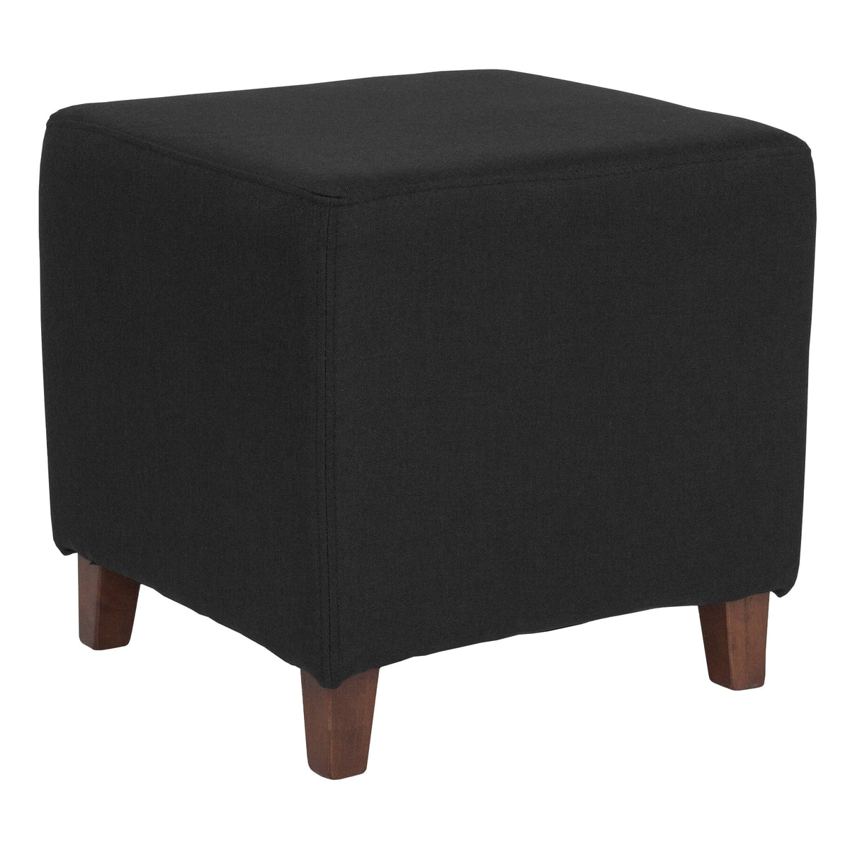 Black Fabric Upholstered Ottoman Pouf Q70034
