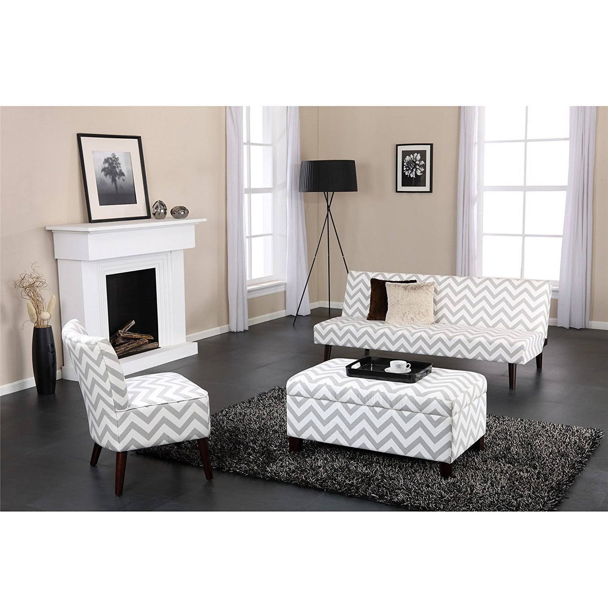 Gray Chevron Accent Chair L825903