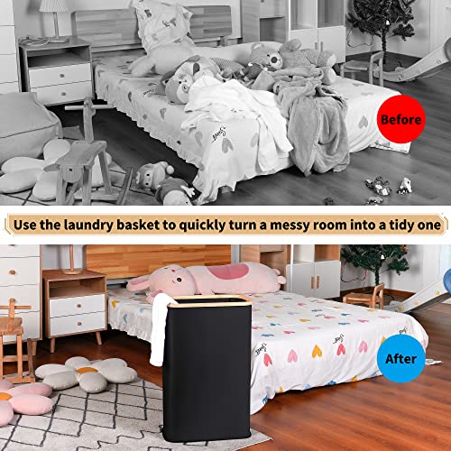 Black 75L Collapsible Laundry Hamper with Lid J39510