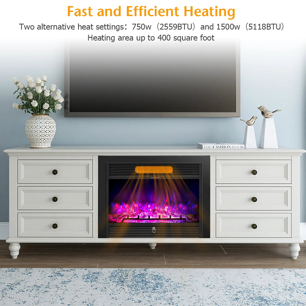 28.5 Electric Fireplace Insert Heater with Remote B11579