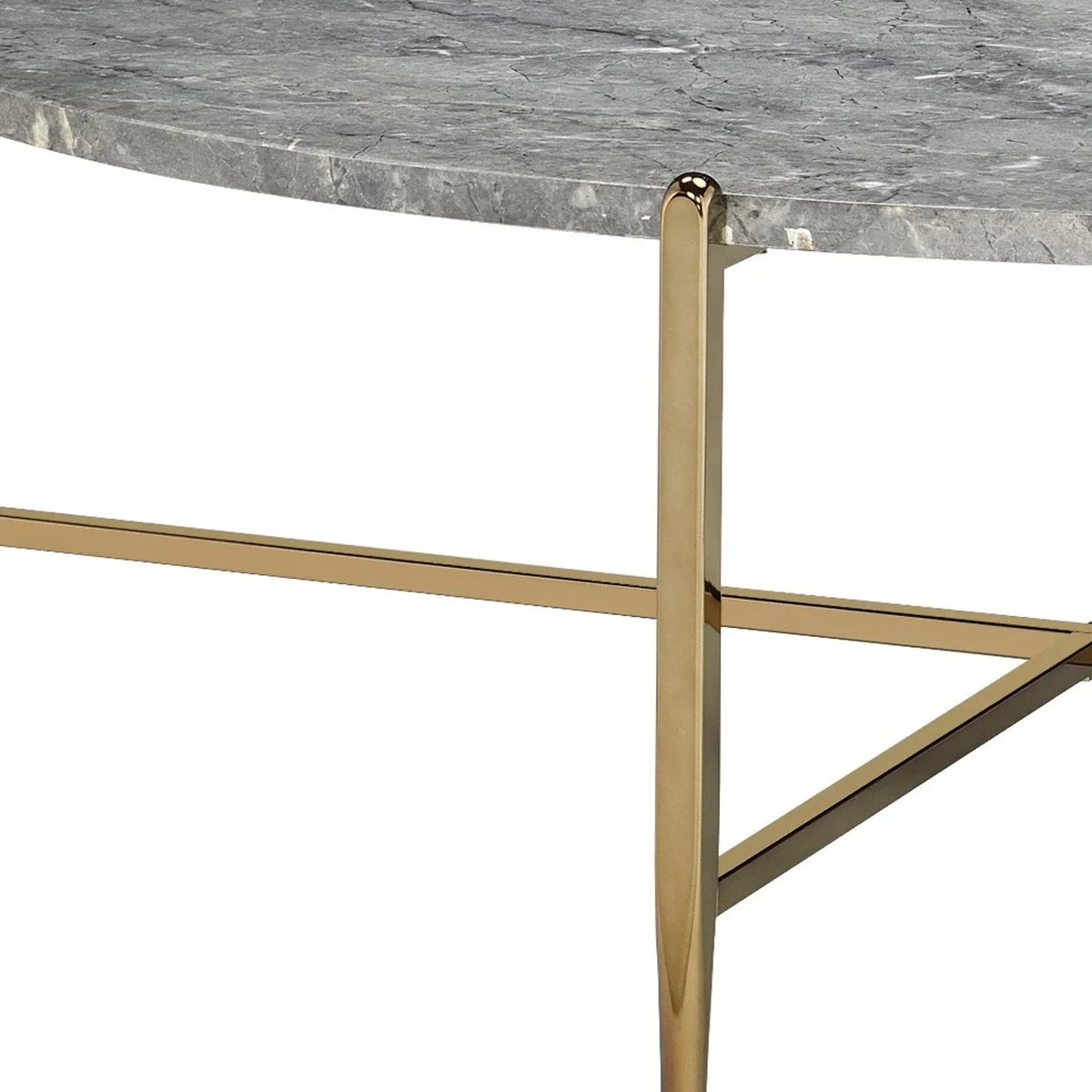 Champagne Faux Marble Metal Oval Coffee Table O689984