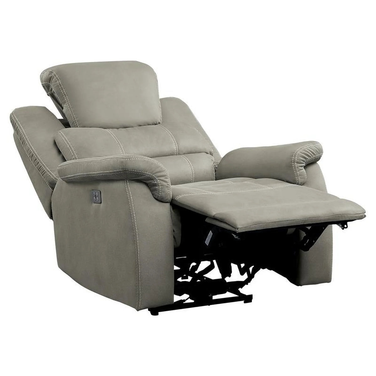 Gray Microfiber Power Reclining Chair B91073