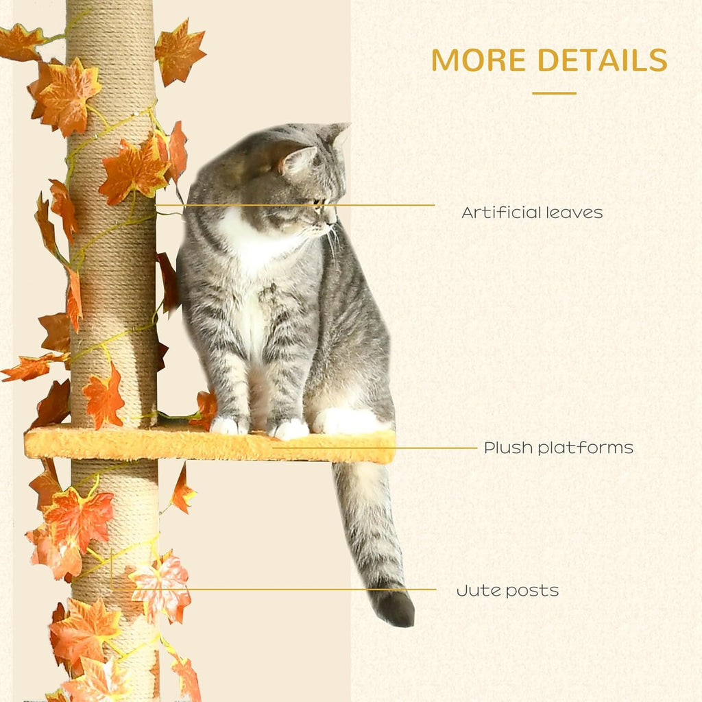 80" - 95" Adjustable 3-Level Cat Tree with Sisal Scratching Post O634959