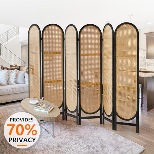 Black Natural 4 Panels Foldable Wooden Room Divider G673040