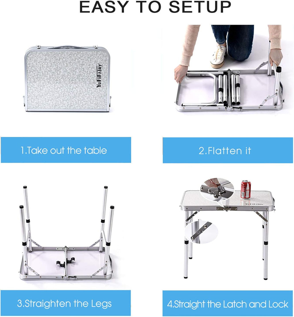 24''L x16''W Aluminum Folding Table with Adjustable Height Legs X107557