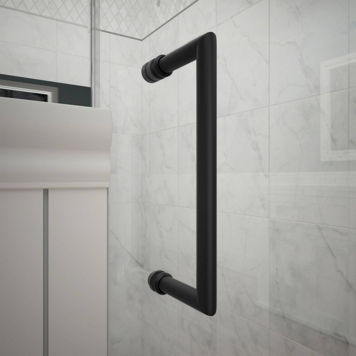 Satin Black Frameless Hinged Shower Door N521687