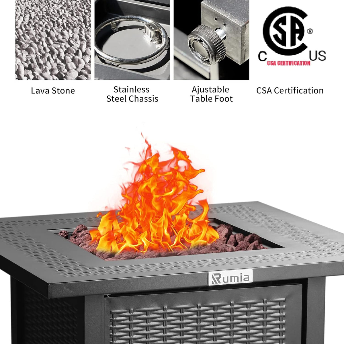 Propane Fire Pit Table with Lid Z682511
