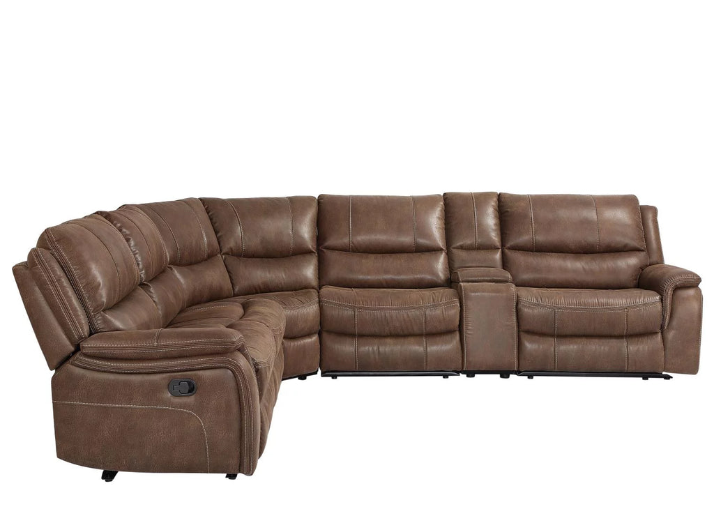 Cocoa Brown Faux Leather 6-Piece Reclining Sectional J987