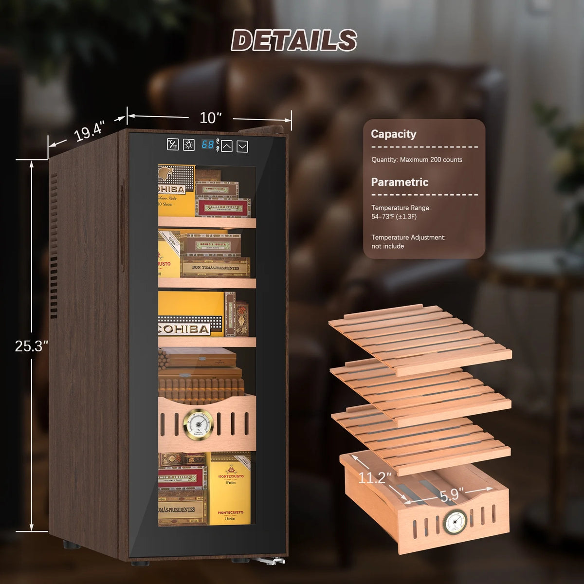 35L Electric Cigar Humidor with Cooling & Humidity Control H2967