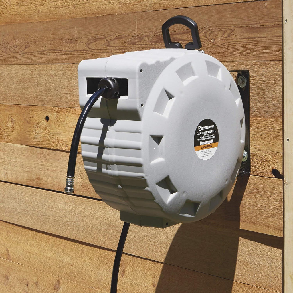 Retractable Garden Hose Reel with 5/8in. Dia. x 80ft. Hose - Wall Mount I317286