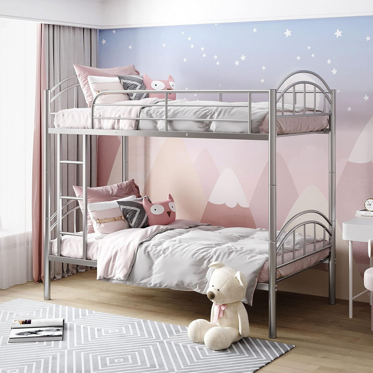 Metal Bunk Bed with Trundle, Black H984