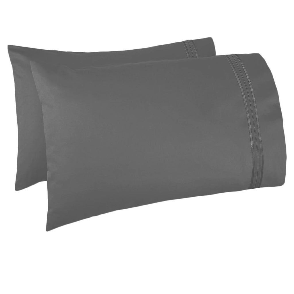 6 Piece Full XL Microfiber Bed Sheet Set with Extra Pillowcases, Deep Pockets Fitted Sheet, Charcoal Stone Gray S8135
