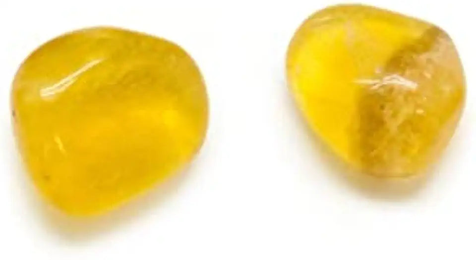 Natural Yellow Fluorite Tumble Set Of 2 Gemstone Q7415