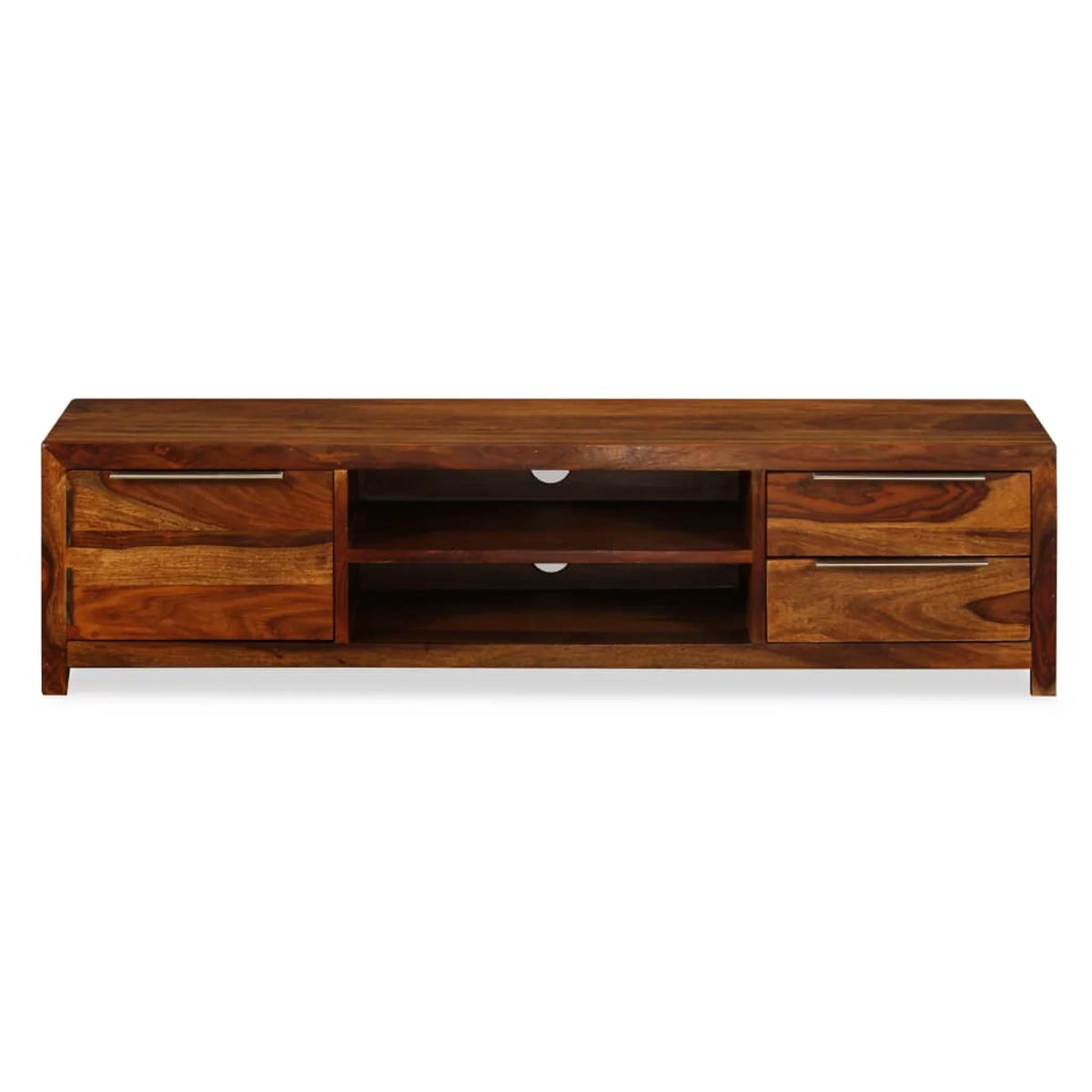 Sheesham Wood TV Stand with Door Cabinet and 2 Storage Drawers H6948