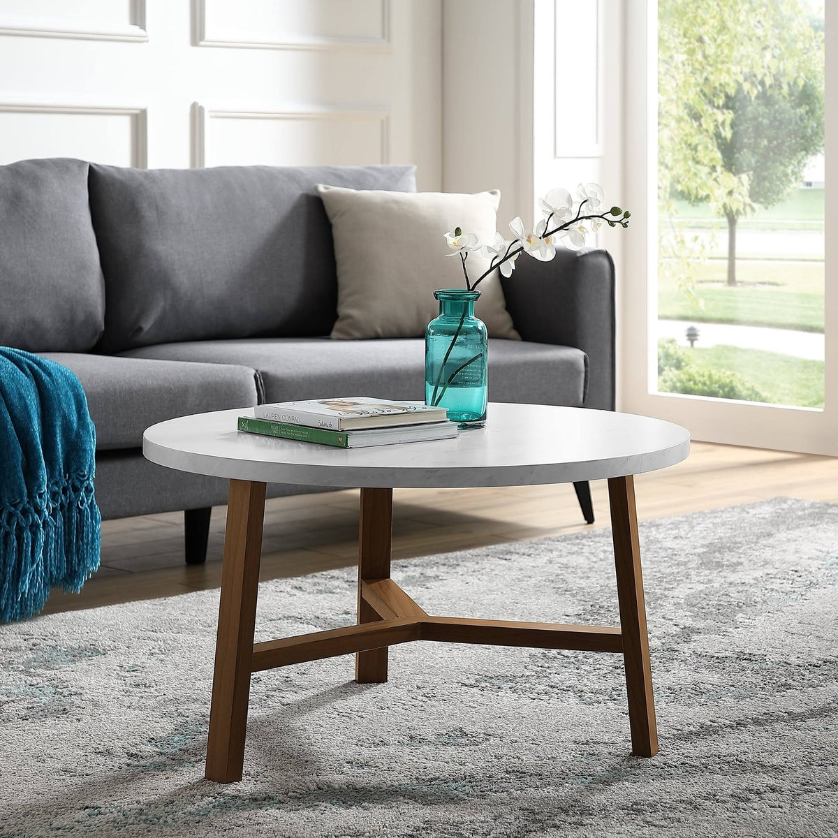 Round Faux Marble Top Coffee Table Z6073