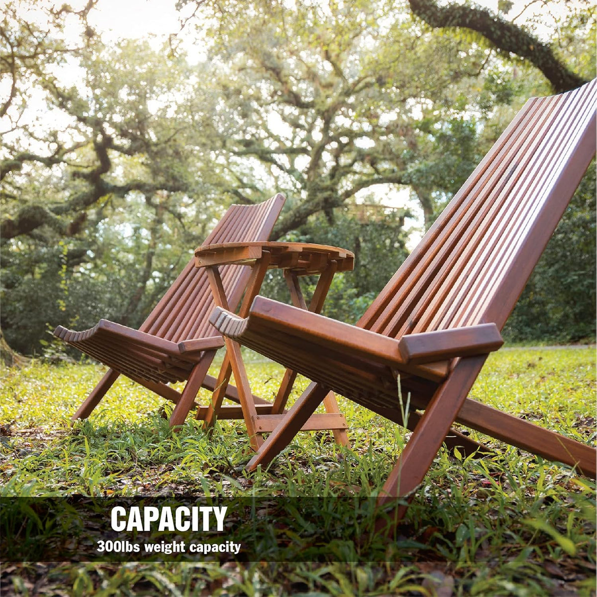 Folding Acacia Wood Outdoor Lounge Chair I698