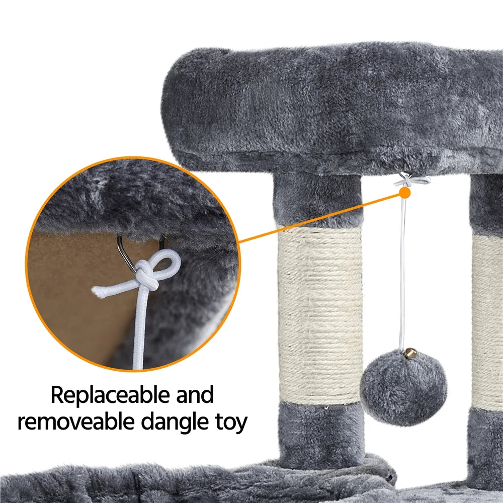 42"H Multilevel Cat Tree Tower with Condo and Perches, Dark Gray X25381
