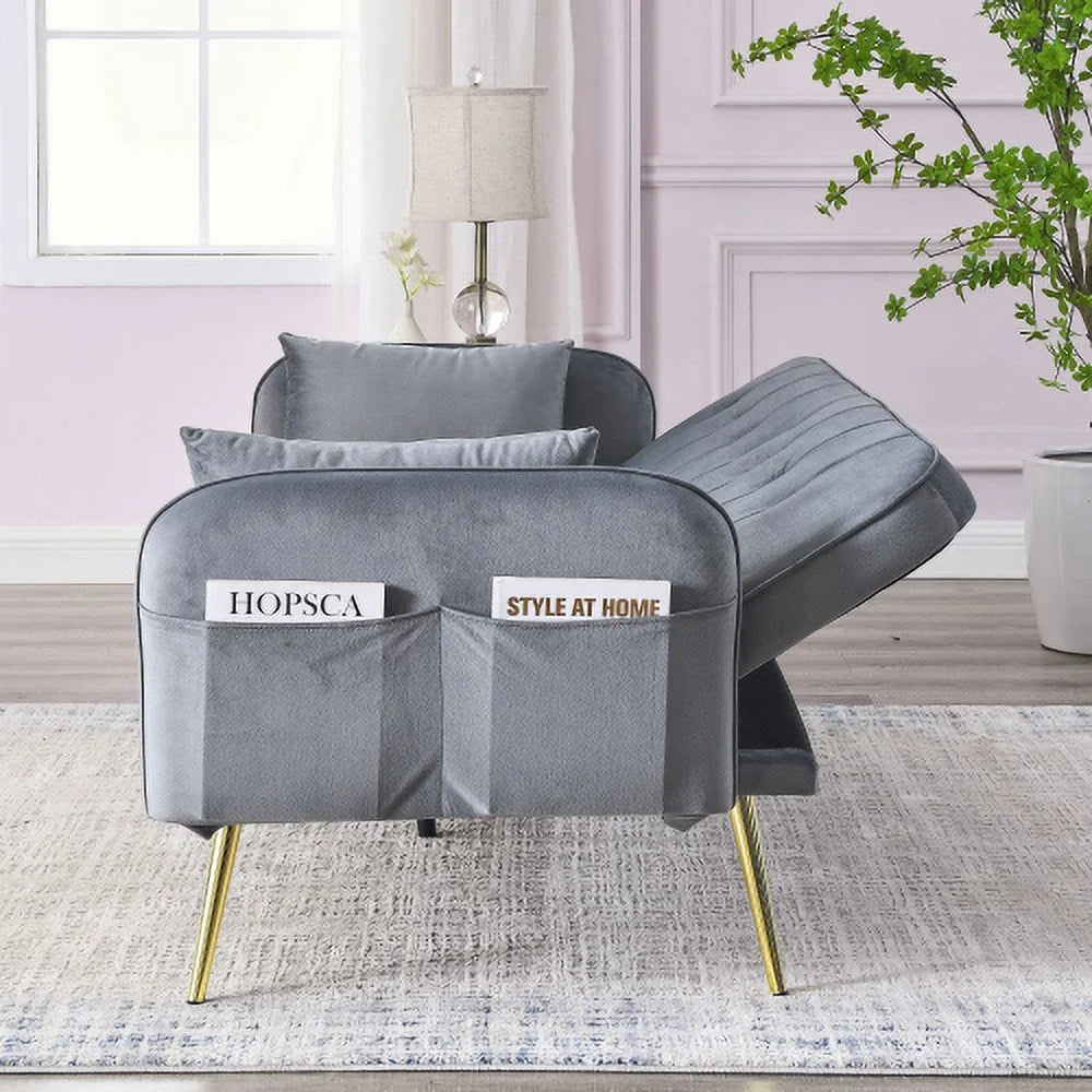 Grey Velvet Convertible Folding Sofa Bed E248700