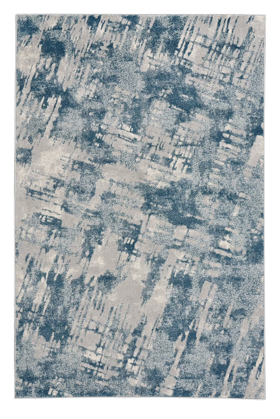 Blue Rectangle Machine Woven Rugs O856446