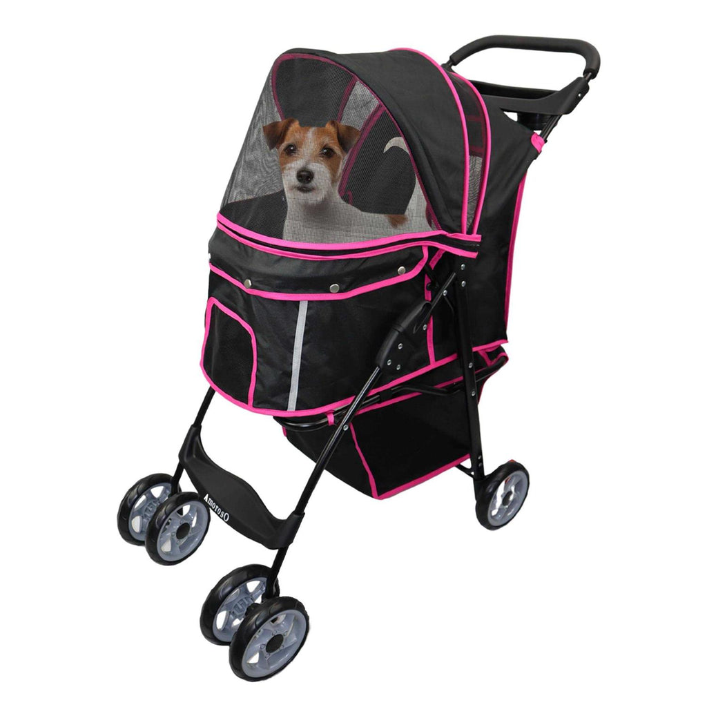 Black Pink Pet Stroller Carrier C43504