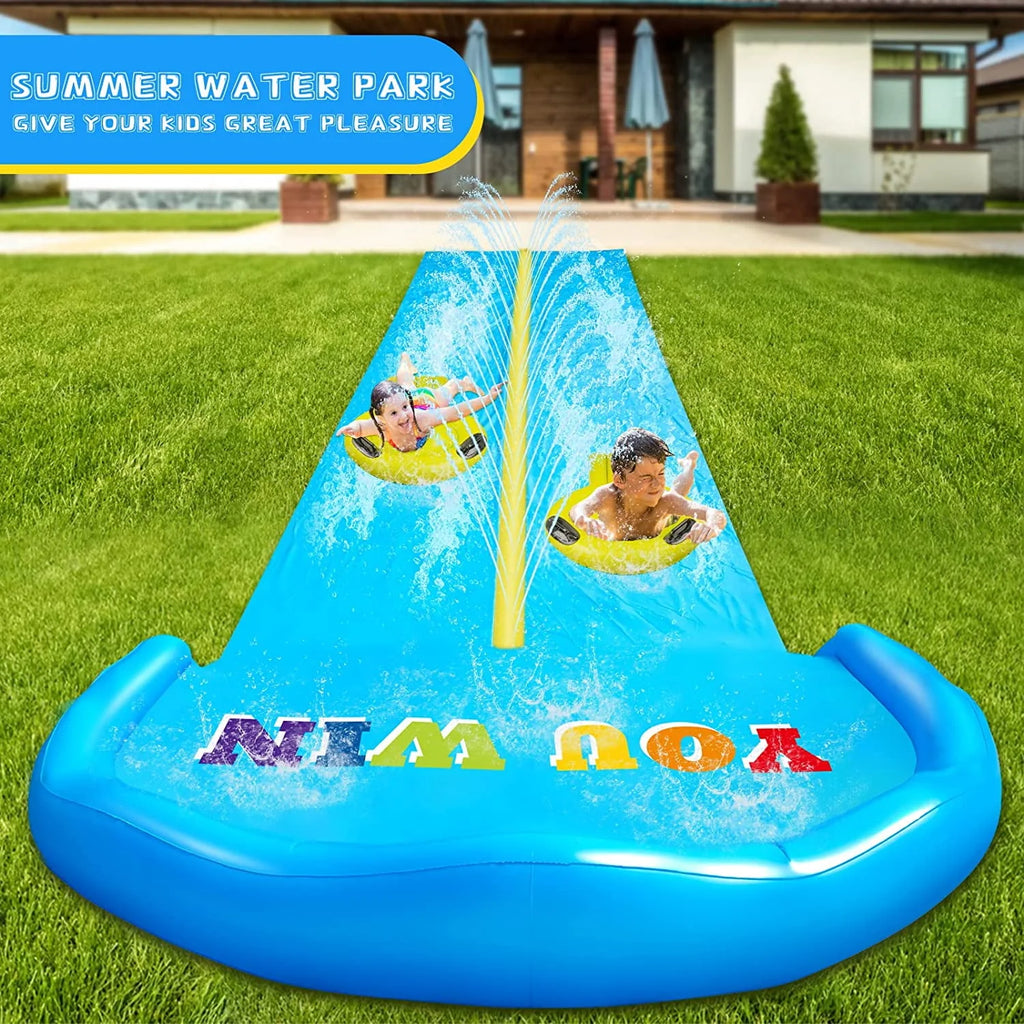 32.8FT Inflatable Water Slide with 2 Racing Lanes O827267
