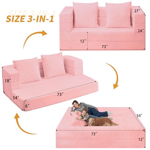 Faux Fur Convertible Bean Bag Sofa Bed with Pillow H745