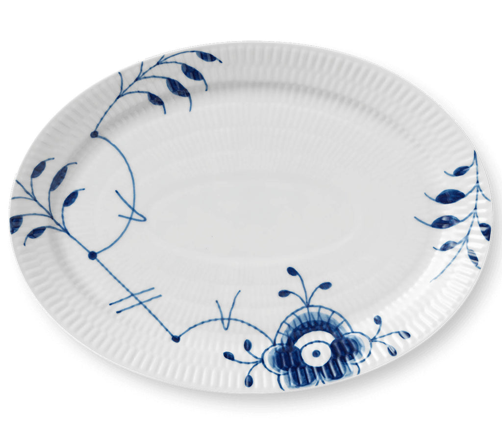 Blue Fluted Mega Oval Plate A84563