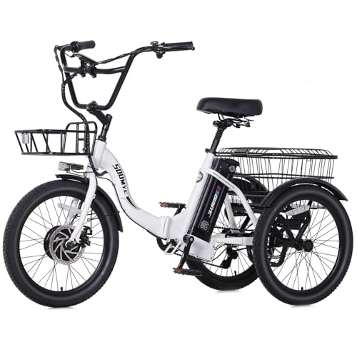 Electric Tricycle 20" 3 Wheels Folding 350W Step-Thru Removable Battery W4909