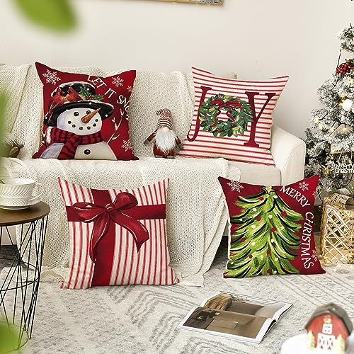 Merry Christmas 18 x 18 Inch Throw Pillow Covers Set of 4 C396