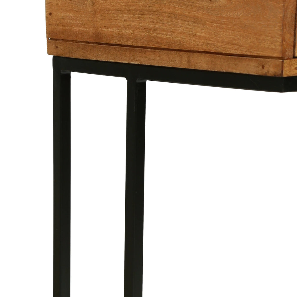 Mango Wood C-Shaped Side Table with Drawer M3771