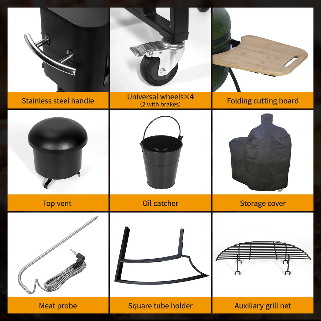 24" Ceramic Pellet Grill with Double Ceramic Liner 4-in-1 C984505