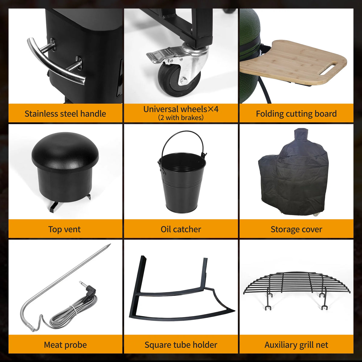 24" Ceramic Pellet Grill with Double Ceramic Liner 4-in-1 C984505