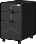 Black 3-Drawer Rolling File Cabinet with Smart Lock D88521