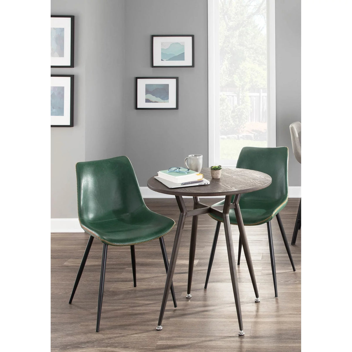Grey Faux Leather Dining Chair Set of 2 T109