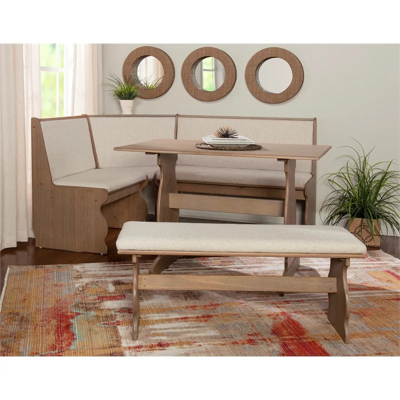 Brown Wood Corner Dining Set L354401
