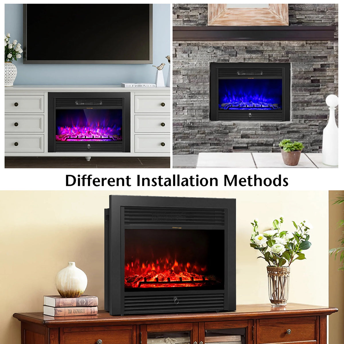 28.5 Electric Fireplace Insert Heater with Remote B11579