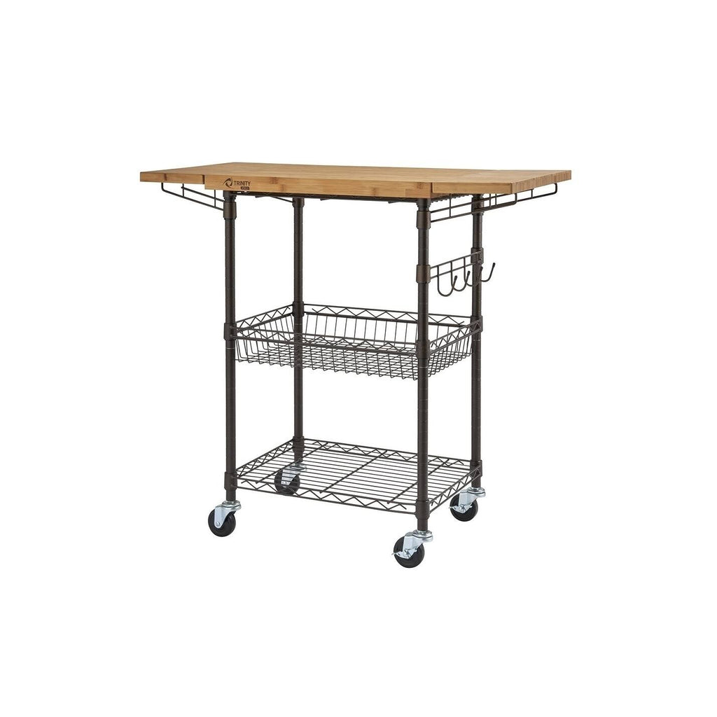 Bamboo Kitchen Cart in Bronze Anthracite - Brown - Wood E4995