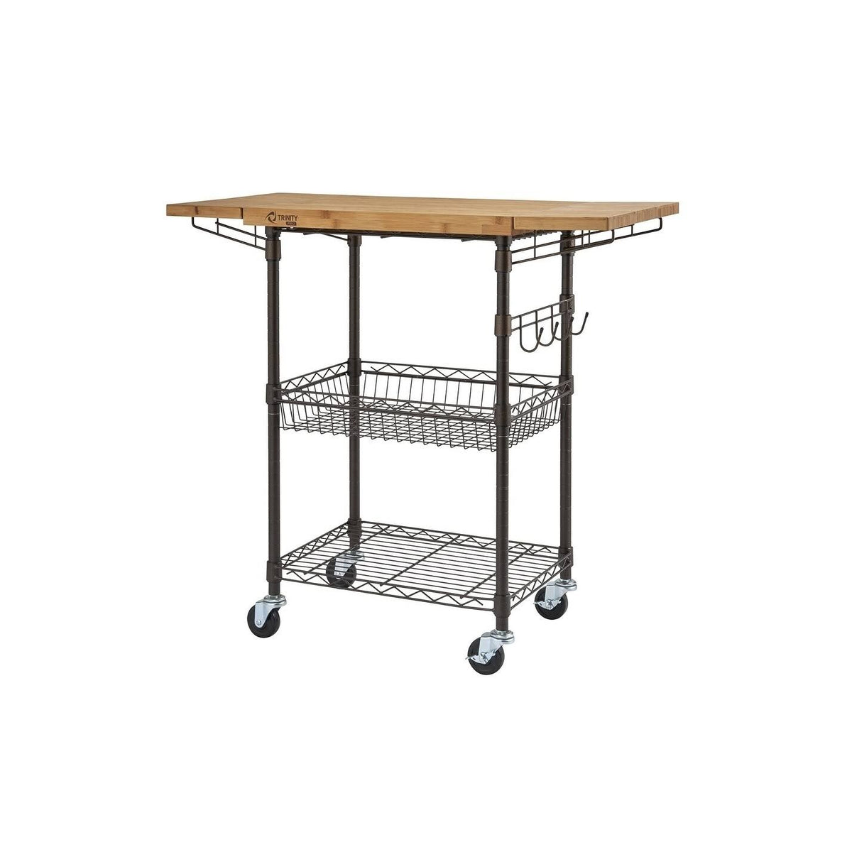 Bamboo Kitchen Cart in Bronze Anthracite - Brown - Wood E4995