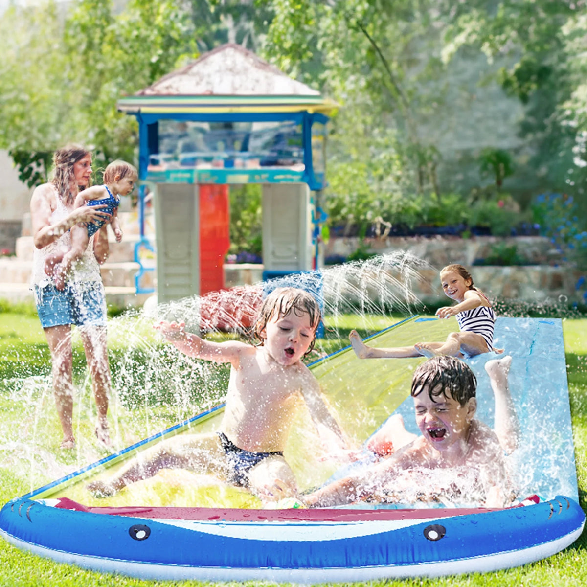 16FT Double Water Slides with Sprinklers I32616