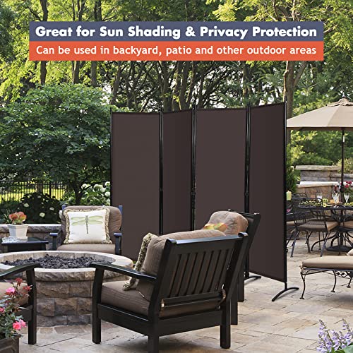 White 4-Panel Folding Room Divider with Iron Frame F80780