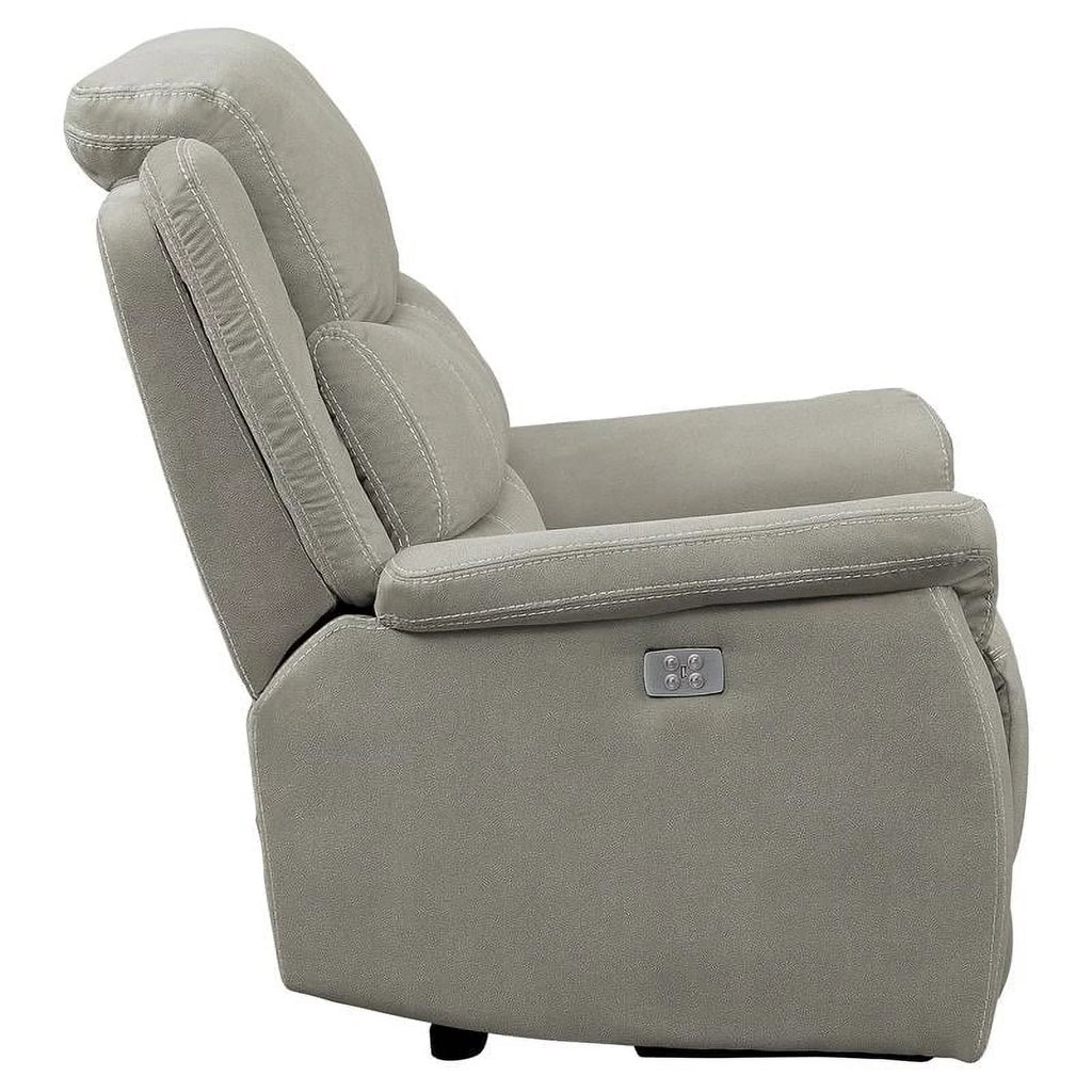 Gray Microfiber Power Reclining Chair B91073