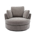 Beige Oversized Round Chenille Swivel Accent Barrel Chair with 3 Pillows M265916
