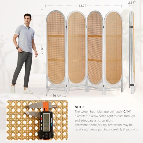 Black Natural 4 Panels Foldable Wooden Room Divider G673040