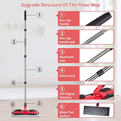 Microfiber Flat Mop with 4 Washable Pads R5877