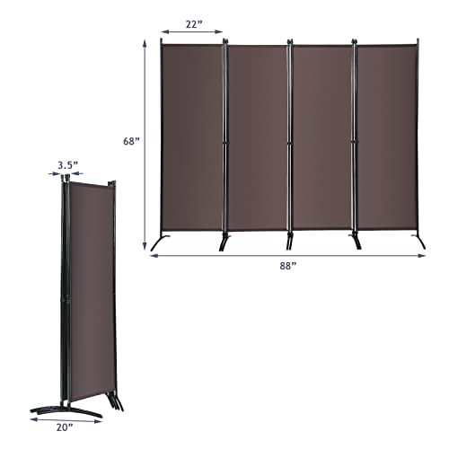 White 4-Panel Folding Room Divider with Iron Frame F80780
