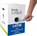 Cat5e Shielded Plenum 1000ft Blue 24AWG Solid Bare Copper Ethernet Cable V809
