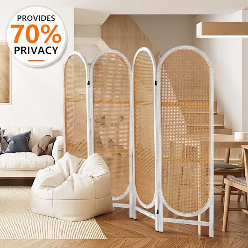 Black Natural 4 Panels Foldable Wooden Room Divider G673040